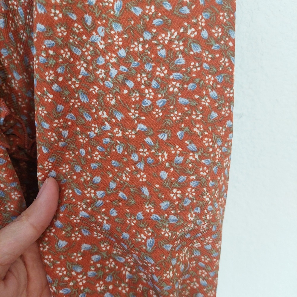 Lulus Admire You Orange Floral Print Ruffled Long Sleeve Mini Dress Size Medium‎ - Picture 4 of 10